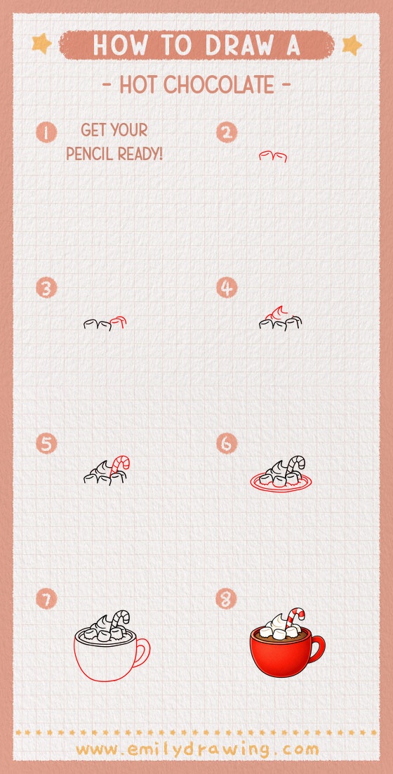 how to draw a hot chocolate pinterest pin